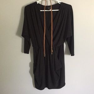 Black belted dress w/pockets